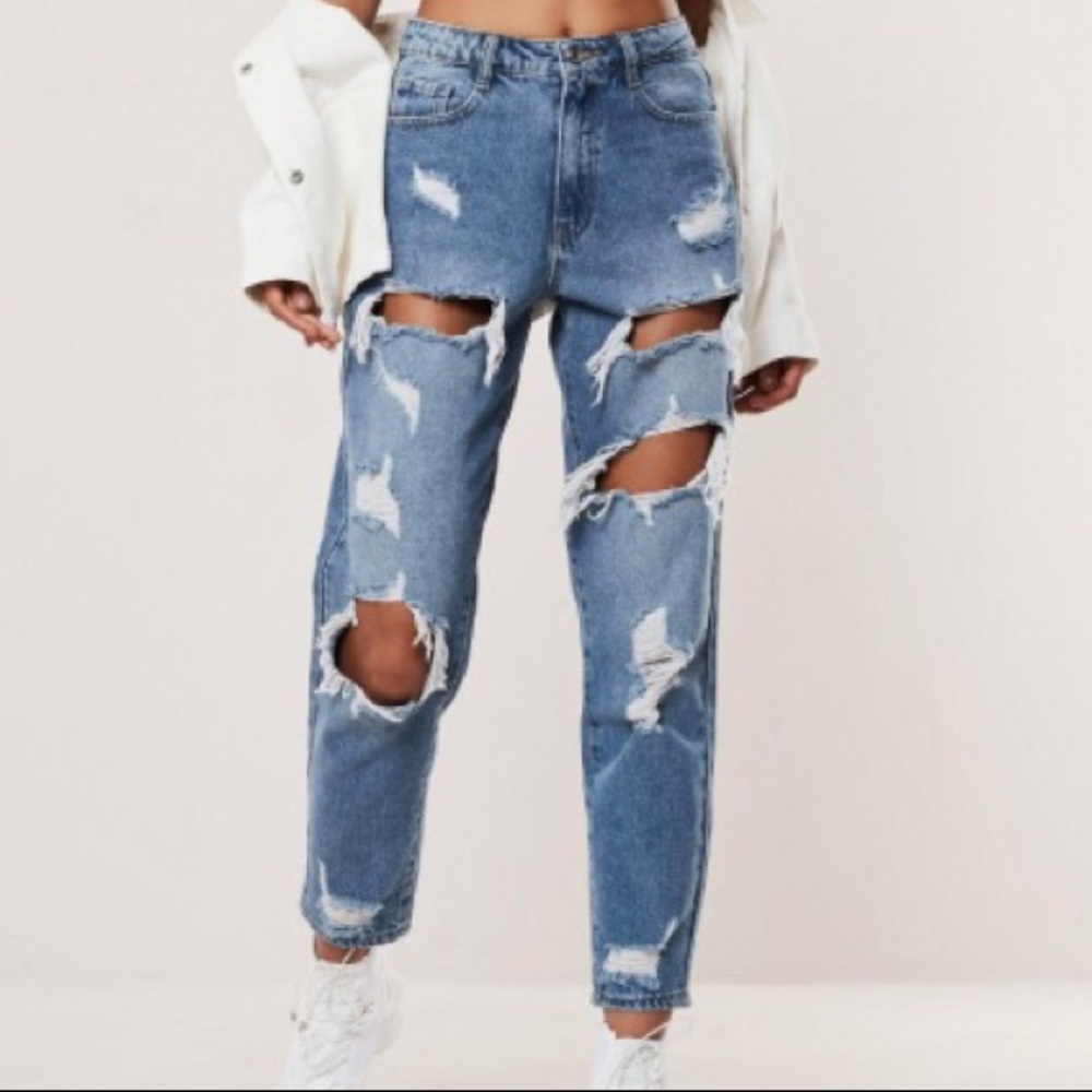 Ripped blue jeans